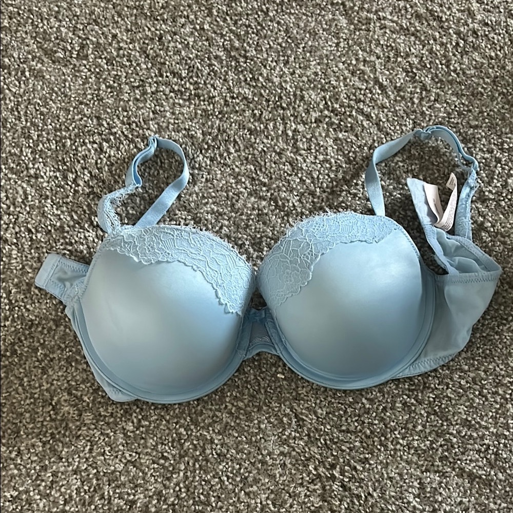Lace Trim Light Blue Bra